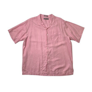 Daniel Cremieux Shirt Mens XL Extra Large Pink Short Sleeve Lyocell Linen Blend